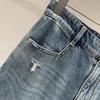 25 Spring Vintage High-Waisted Distressed Washed Slimming Wide-Leg Straight Jeans