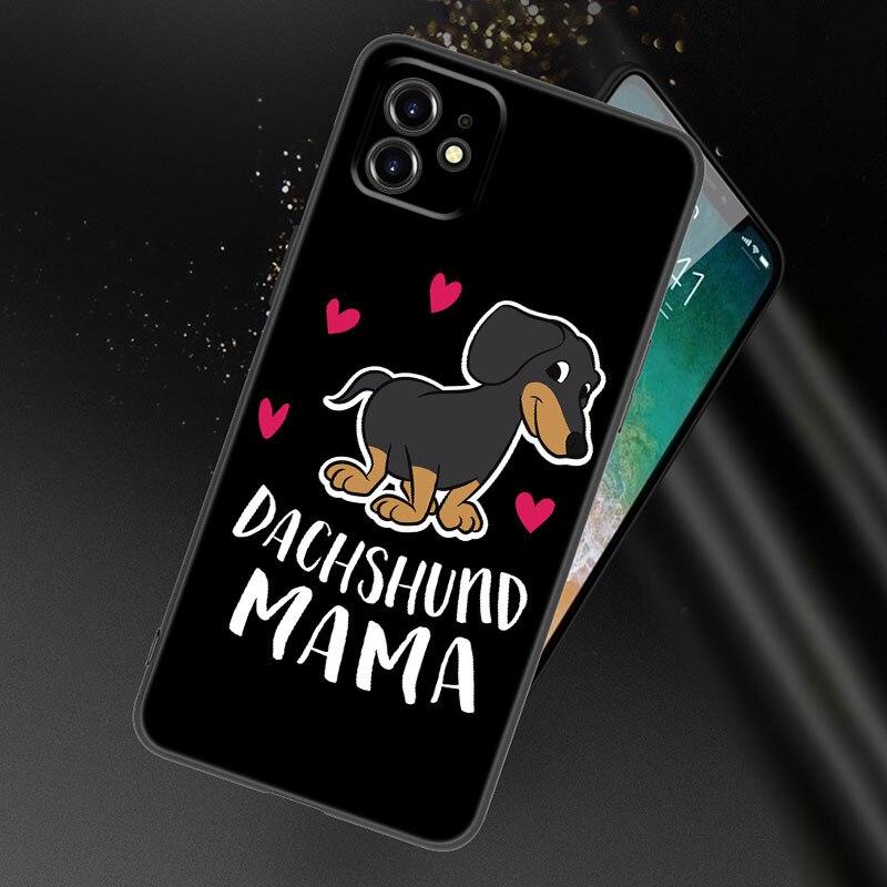 Dackel Hund Liebe Handyhülle für Apple iPhone 13 12 Mini 11 Pro XS Max XR X 8 7 6S 6 Plus SE 2022 2020 5S 5 Weiche Schwarze Hülle