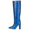 Fashion Brand Design European American Crocodile Sleeve Knee High Women's Boots Large 43 Thick Heel High Boots Show Knight Women's Shoes