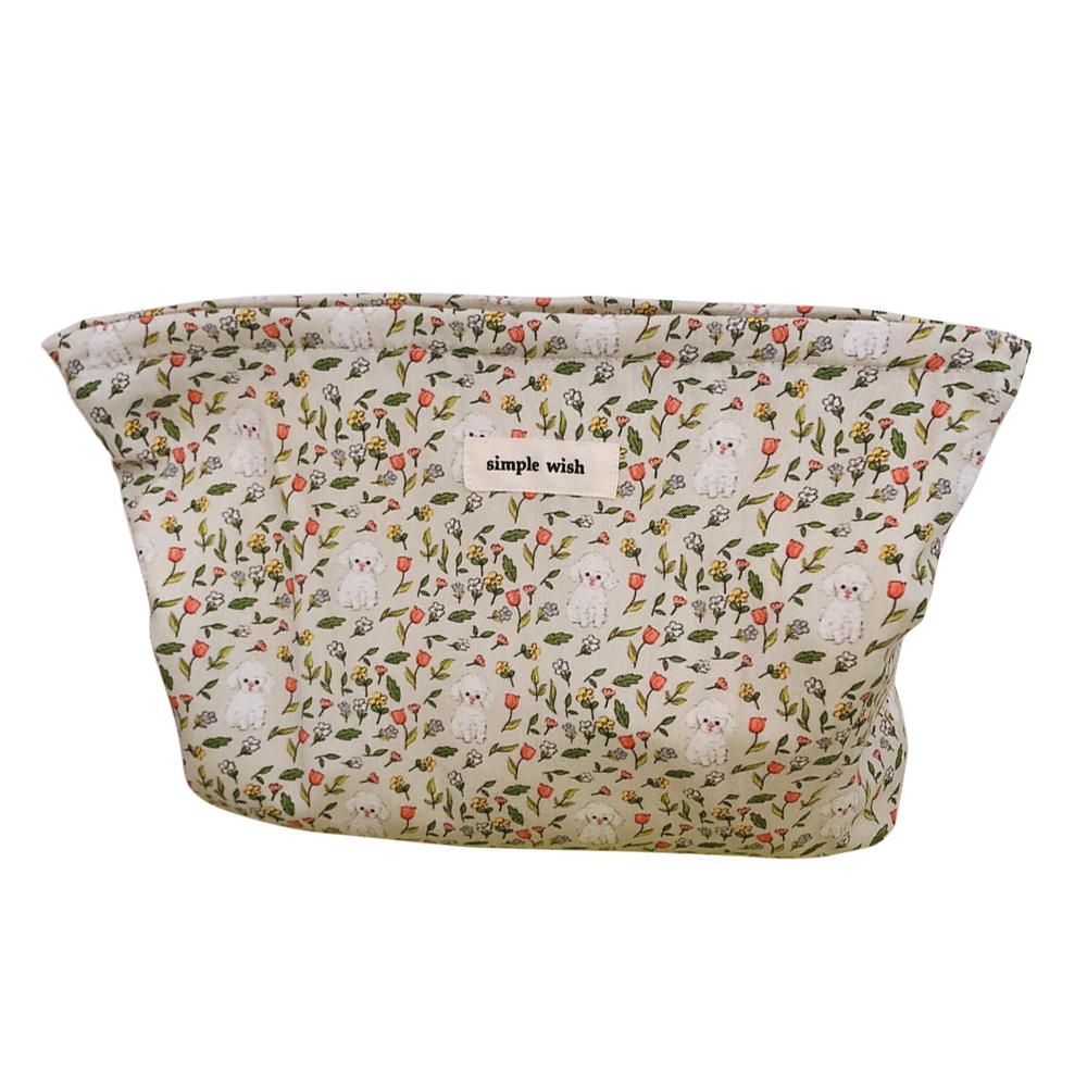 518 Flower Pattern Canvas Makeup Cosmetic Bag Travel Toiletry Organizer Storage Pouch
