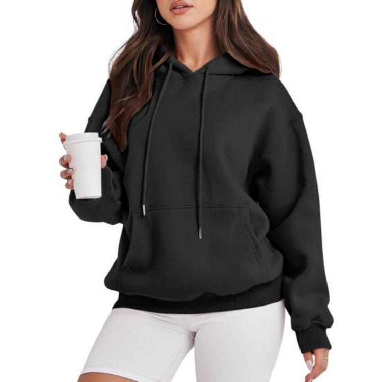 Oversized Fleece Hoodies for Women Long Sleeve Pullover Sweatshirt with Front Pocket and Drawstring Hooded Top S