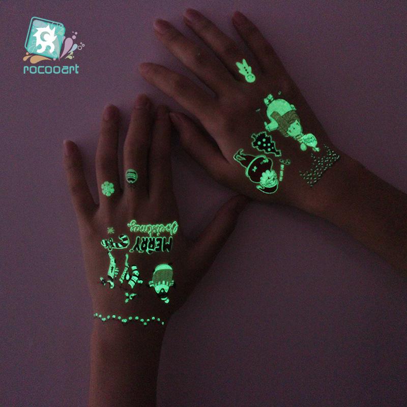 Ricalon Glow-in-the-Dark Waterproof Christmas Temporary Tattoos for Kids