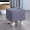 Elastic Foot Rest Stool Solid Wood Square Ottoman for Changing Small Shoes Sofa Bench Hallway Furniture Home Decoration