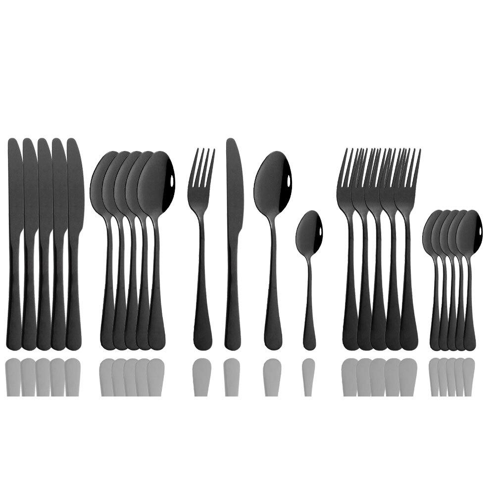 24Pcs Mirror Polished Blue Cutlery Set Stainless Steel Dinnerware Set Knife Fork Coffee Spoon Tableware Set Kitchen Dinner Silverware Set