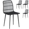Outdoor Dining Chairs Set of 4. Garden with Slatted Backrest. Black