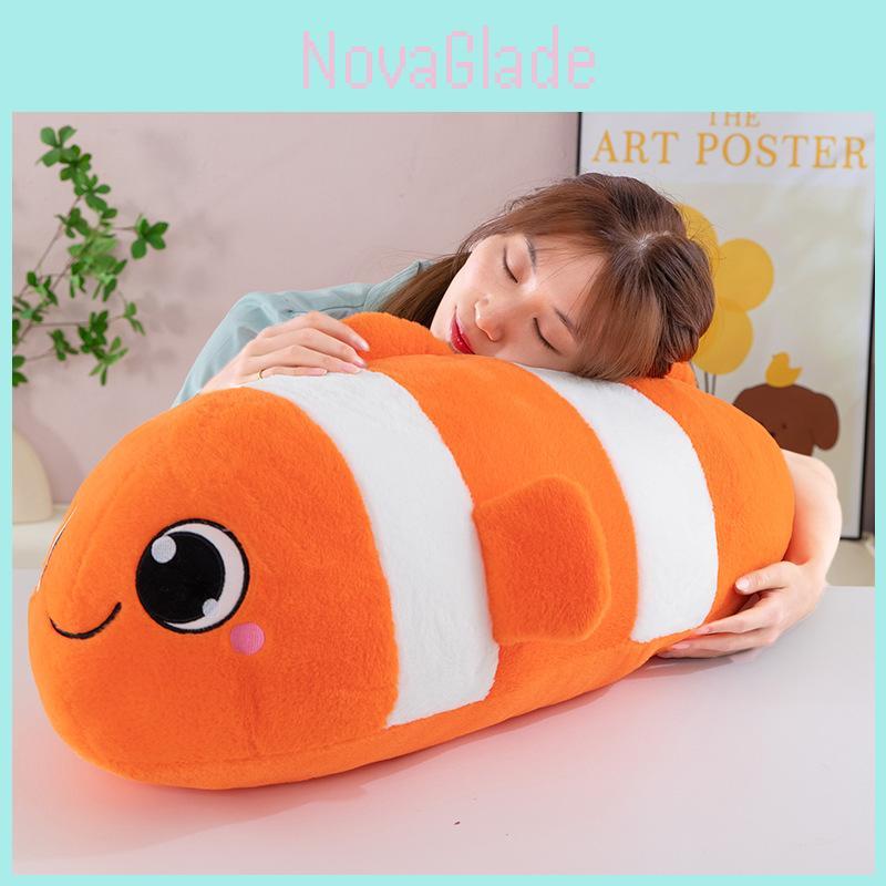 Plush Clownfish Toy Ocean Animal Stuffed Fish Cushion For Kids Playroom Decor