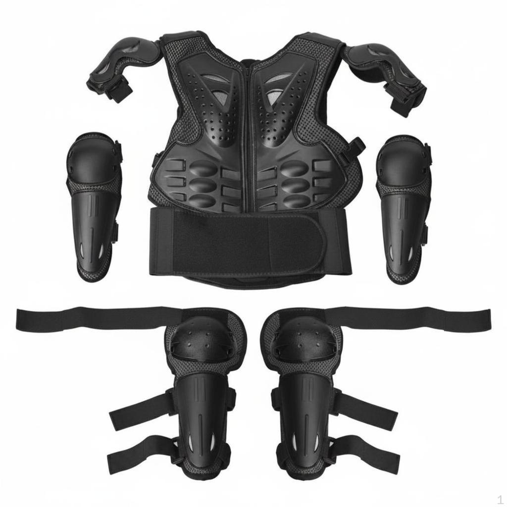 5 Pieces Skating Protector Kit Padded Children's Vest Knee and Elbow Pad Set for Kids, Bicycling,