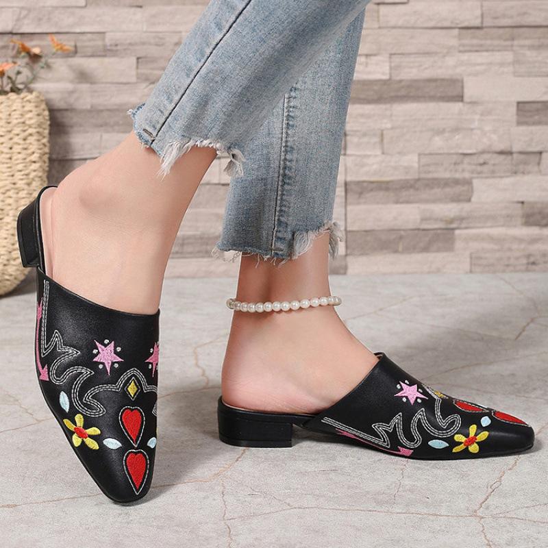 

New women s bag head slippers casual European and American large-size shoes popular color matching summer women s shoes flat-soled cool slippers 39 чёрный