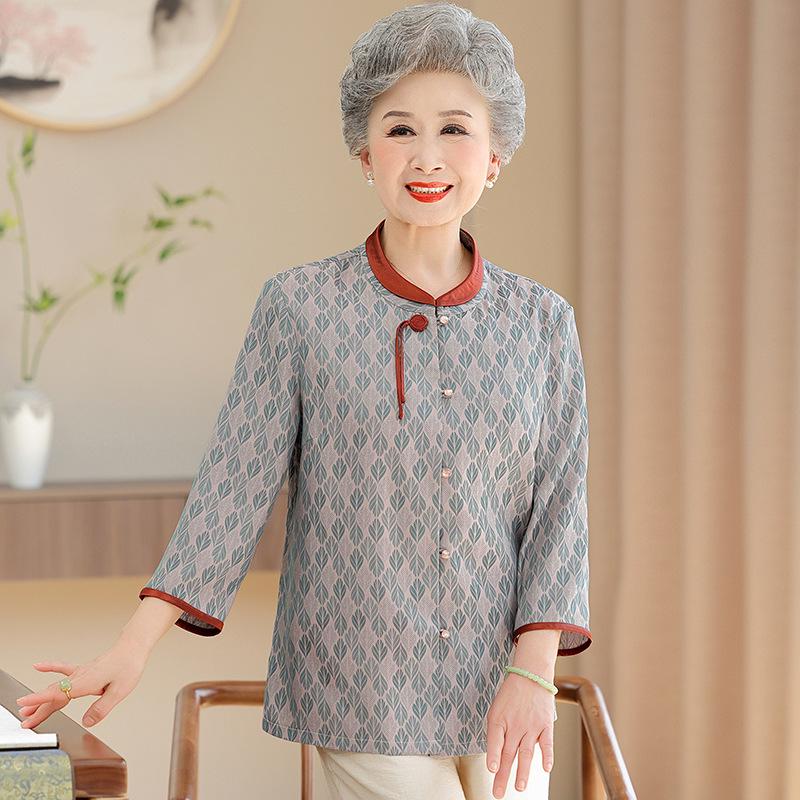 

Vintage-Inspired Seven-Sleeve Shirt for Women 70+ | Elegant Summer Top for Moms & Grandmas 3XL (Recommended 120-135 pounds) сірий колір