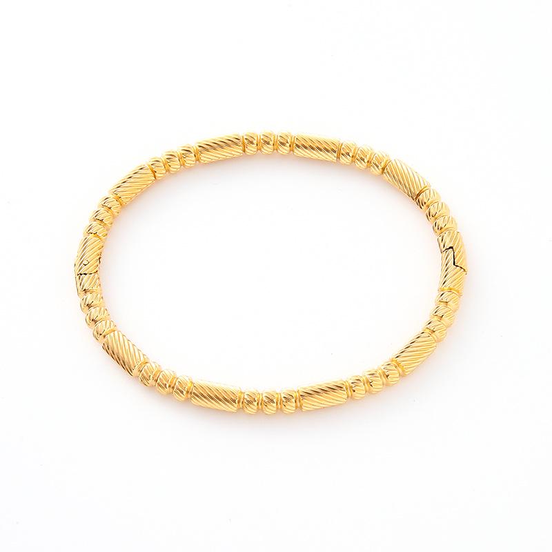 Premium Titanium Steel Gold Round Bead Bracelet - Durable, Stackable, Versatile Hand Jewelry