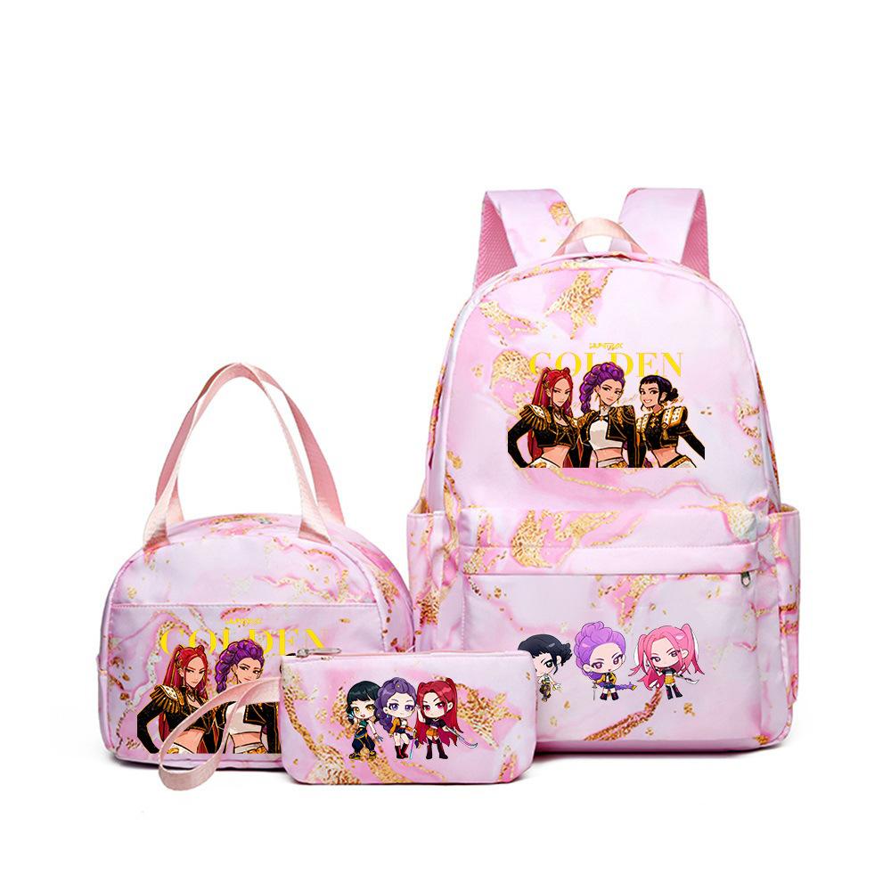 Kpop Witch Hunter Backpack Lunch Bag Pencil Case Set Student Animation Fashion School Bag Pencil Case Lunch Bag