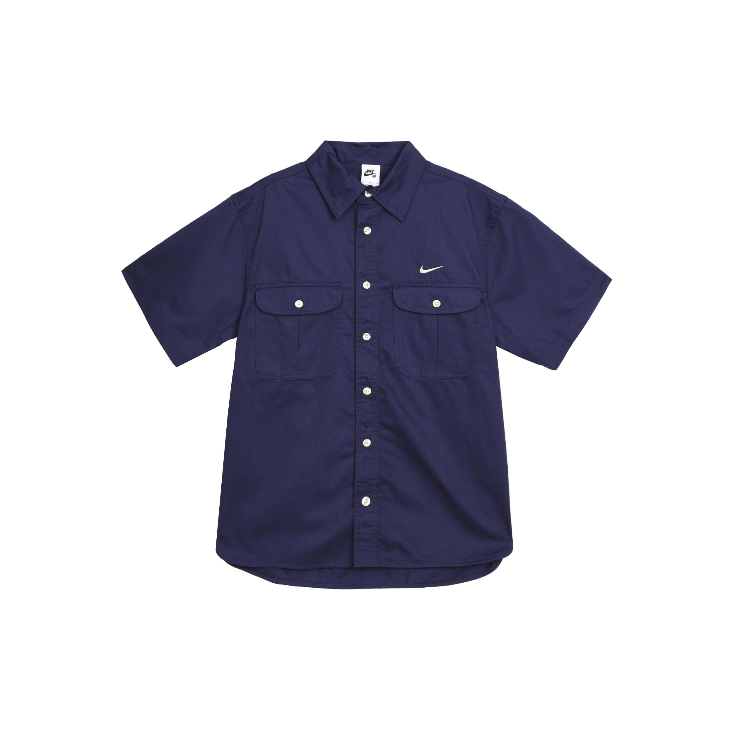 Nike SB Short-sleeve Woven Skate Button Down Blue Men s DV9076-410 L