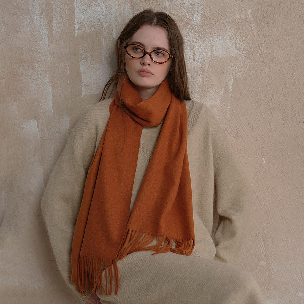 Wool scarf, unisex classic high-end B with warm solid color fringed scarf women's shawl autumn and winter
