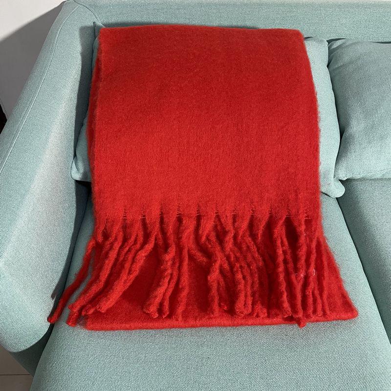 Women's Red Plaid Cashmere-Like Scarf Shawl - Warm, Versatile, Fashionable for Autumn and Winter