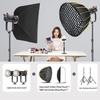 350W COB Photography Light with Spherical Softbox & Parabolic Grid