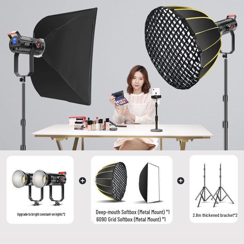 350W COB Photography Light with Spherical Softbox & Parabolic Grid
