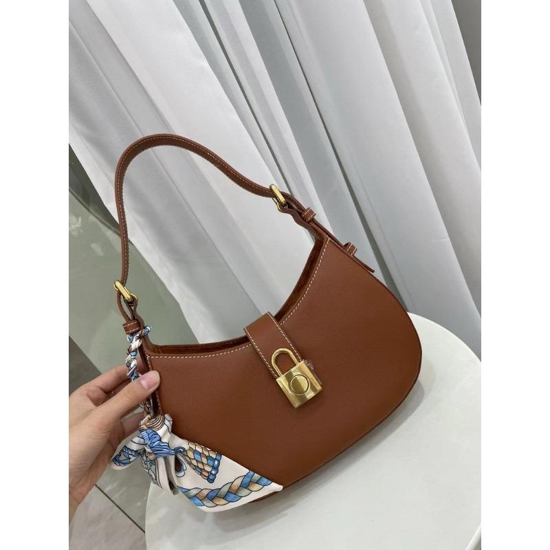 New High-end Light Luxury Cowhide Leather Lock Armpit Dumpling Bag Handbag Shoulder Bag Women's Bag