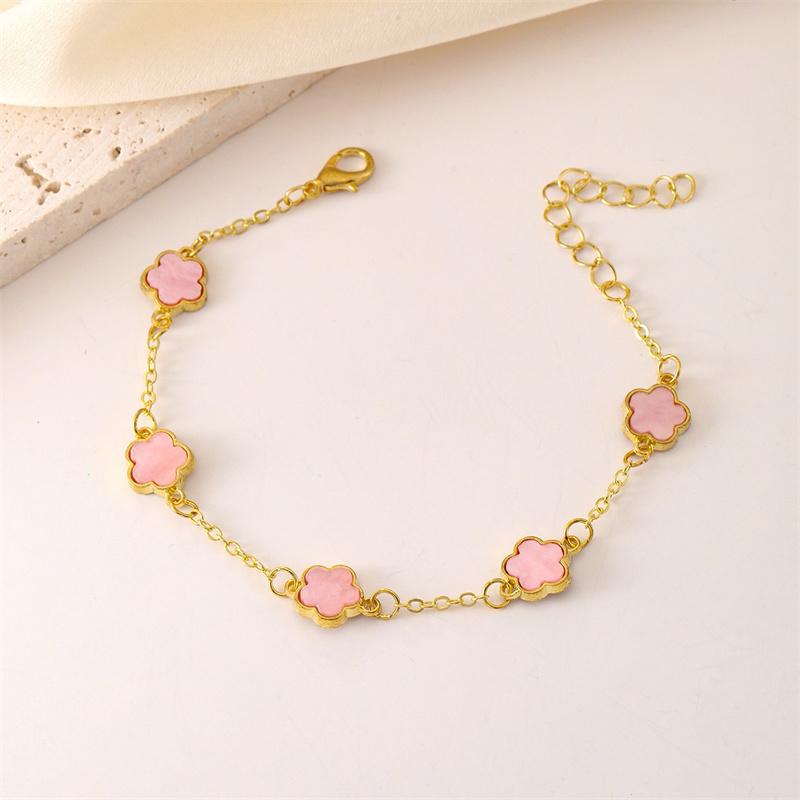 New Design Gold Color Five-petal Flower Bracelet for Women Exquisite Plum Bossom Chain Bracelet Girl Light Luxury Jewelry