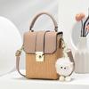 Handbag Fashion square small bag Mobile phone bag Plush pendant Simple shoulder messenger bag
