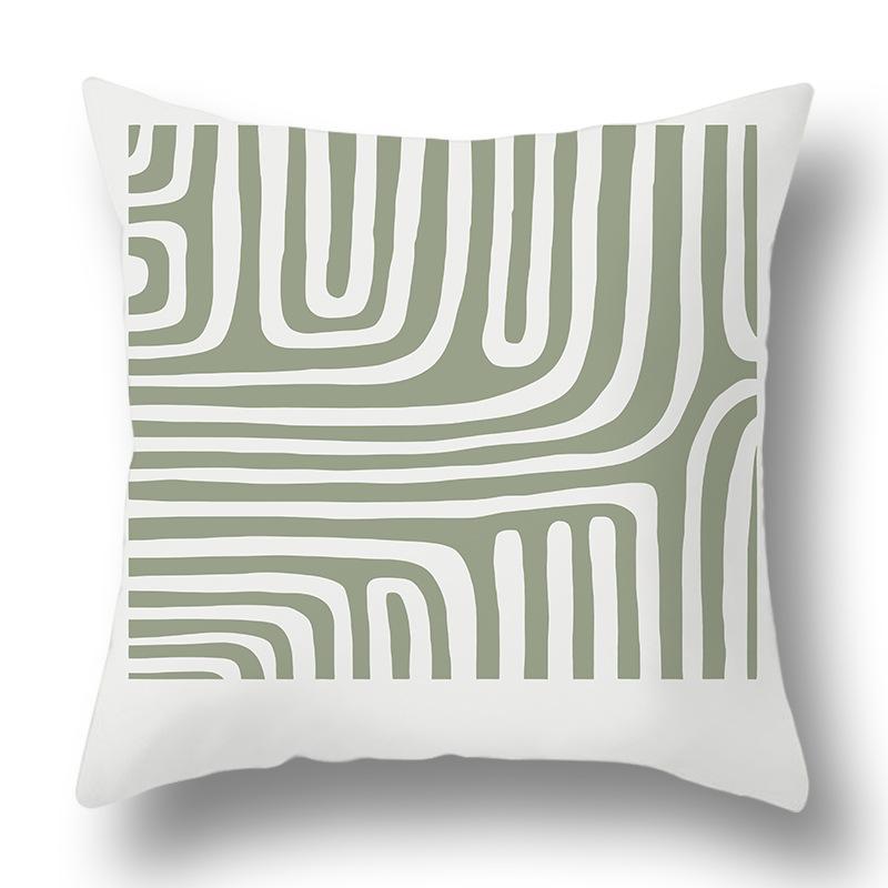 Nordic Abstract Green Geometric Pillowcase Flower Print Home Petal Velvet Pillow Cushion Cover