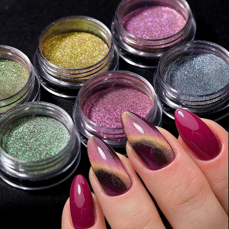 Nail Art Chameleon Cat Eye Powder, Magic Laser Polarized Chameleon Cat Eye Magnetic Powder, Strong Magnetic Powder