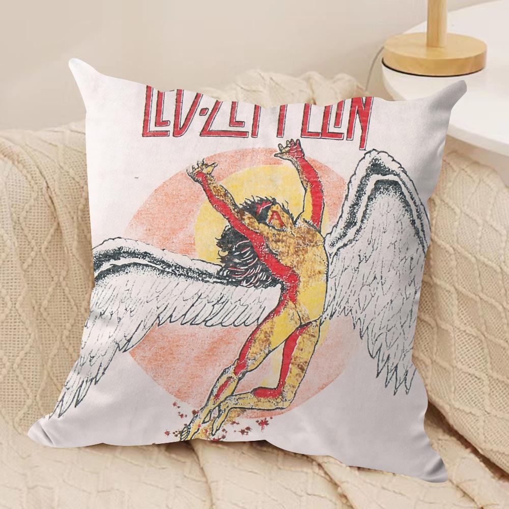 Band Lled Zzeppelin Cushion Cover Silky Short Plush Sofa Pillow Cover Hidden Zipper Soft Dustproof Case for Home Decor