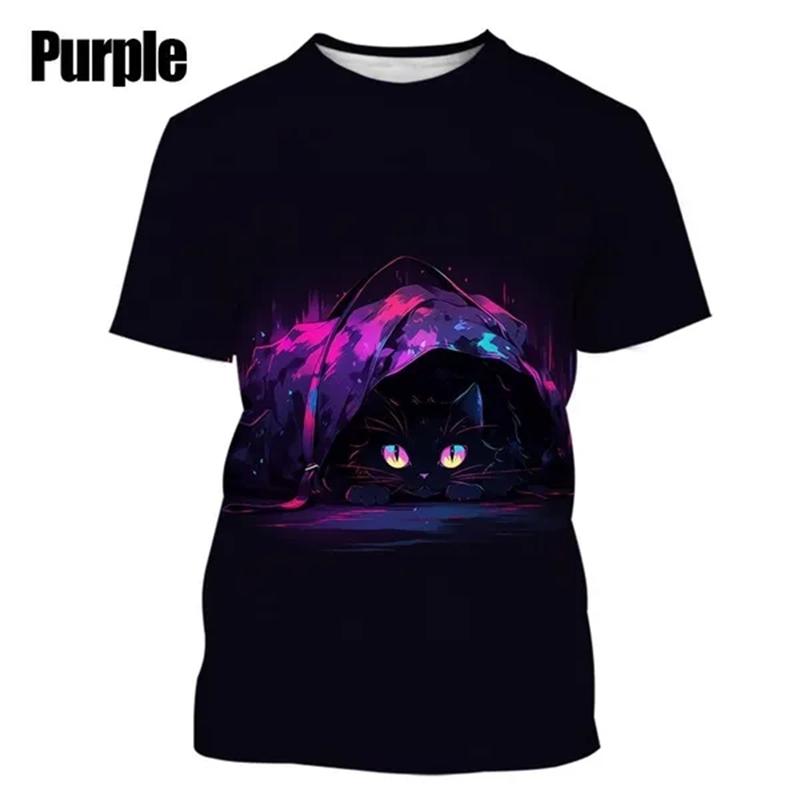 New Fashion Cute Animal 3D Printed Cat T-Shirt Casual Street Summer Short Sleeve O Neck Streetwear Baggy Tops Men Women Tees