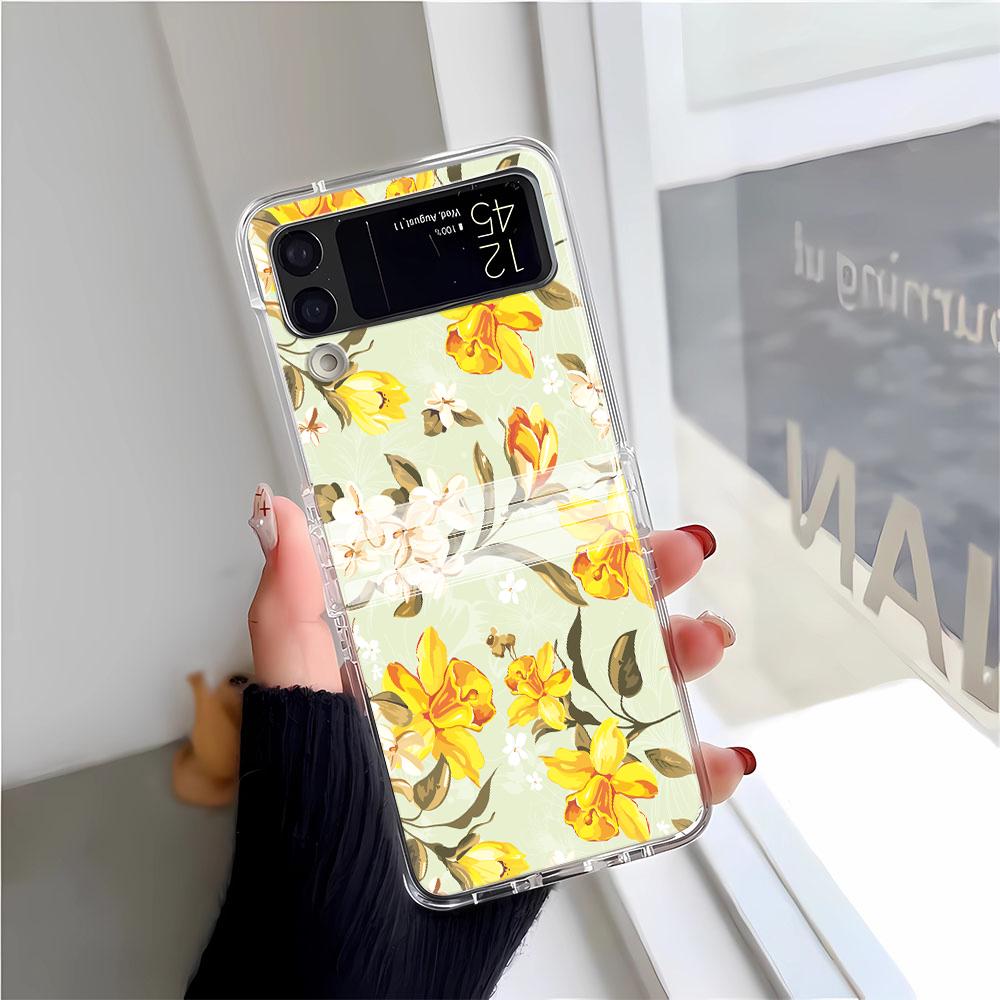 Capa de Celular Libélula em Flor Para Samsung Z Flip 3 4 5 6 F711 Capas Funda Para Samsung Z FLIP 3 4 5 6 Capa Cover Funda Coque