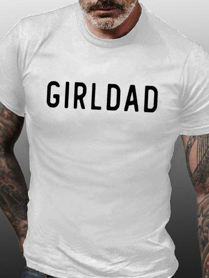 Unisexs Girl Dad Text Letters Loose Cotton TShirt