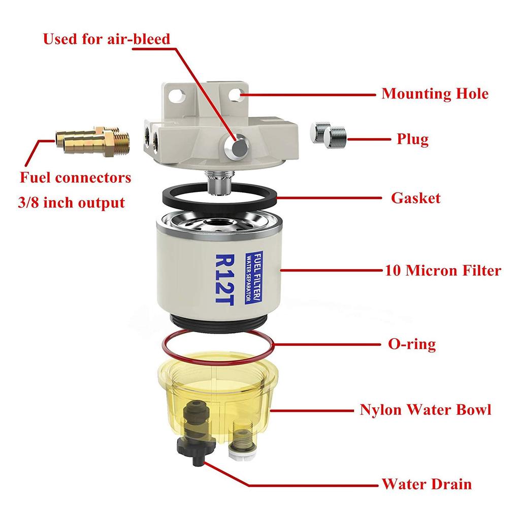 Entfernungsfilter Autokraftstofffilter Kraftstofffilter Edelstahlmaterial R12T Abscheider