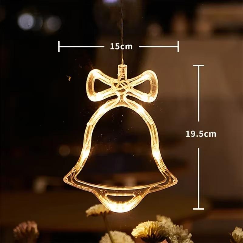 LED Snowflake Santa Window Lights, Christmas Fairy Lamp String Lights, Xmas Window Ornaments, Navidad New Year Home Decorations