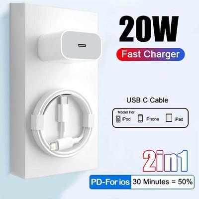 20W USB C snellader voor iPhone 11 12 13 14 Pro Max mini Type C snellader voor iPhone 8 Plus XR XS MAX USB C-kabel