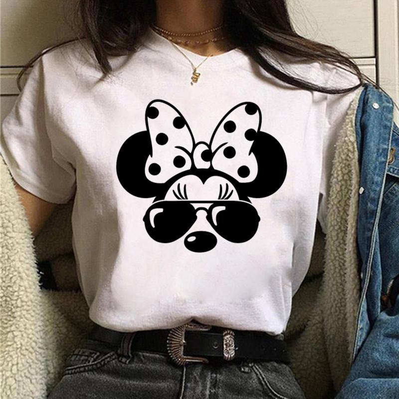Y2k 90s Fashion T Shirts Gothic Fashion Mickey Tshirt Minnie Mouse Print T-shirt Women T Shirt Female Clothes Kawaii Disney