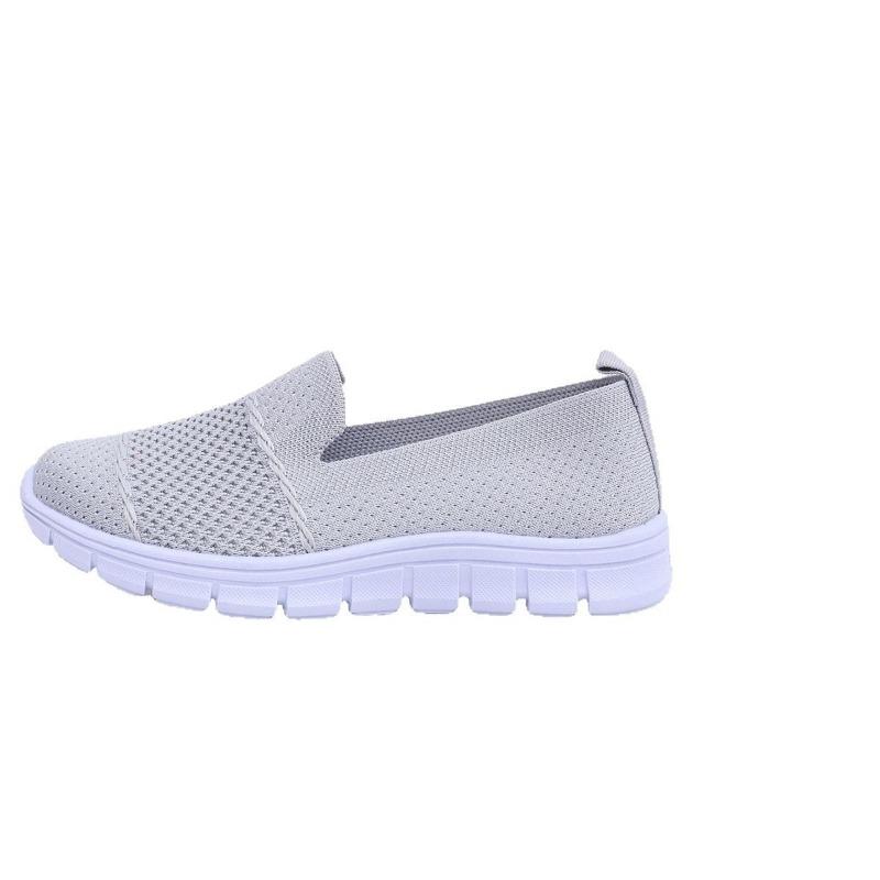 Mesh breathable flat bottom solid color casual fly-woven single shoes women's new large size