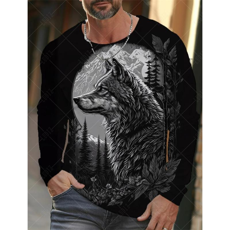 Populární tričko Animal Wolf Series 3D potištěné pánské streetwear Top oblečení Neformální trička s dlouhým rukávem a výstřihem