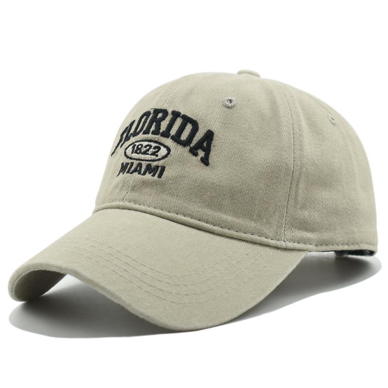 Vintage gewaschene Cowboy-Baseballkappe für Herren Damen FLORIDA Stickerei Sonnenkappe Lässige Snapback Hip Hop Mütze Gebogener Schirm Softtop-Hut