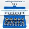19 Pcs 8-32mm Spline Socket Set Metric Socket Wrench Set 12 Point Socket Set  Repair Tool