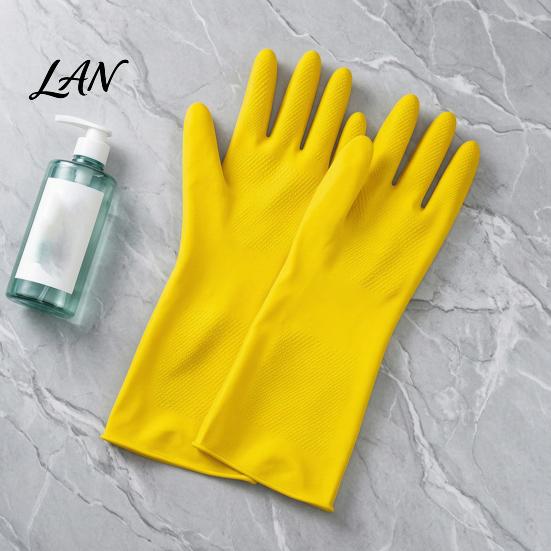 Heavy Duty PVC Gloves for Cleaning 2PCS Household Gloves, Reusable Waterproof Thickened Work Extended Flexible Food Preparation Wristband Multi