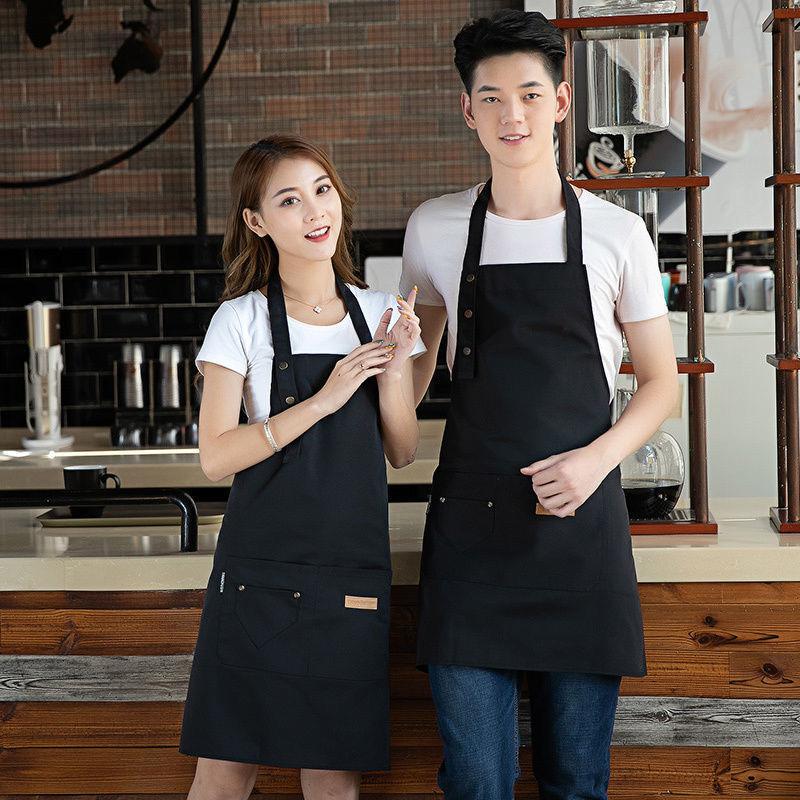 Heavy-duty Wear-resistant Kitchen Apron: Trendy Workwear for Nail/Café/Milk Tea Shop, Unisex, Perfect for Photography