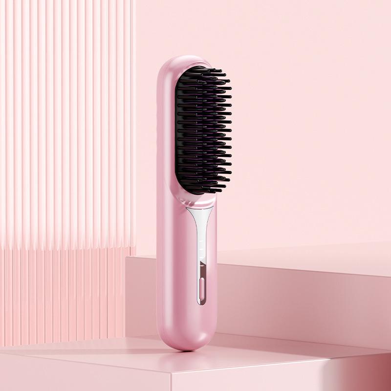 Wireless LCD Hair Straightening Comb with Negative Ion Technology - Portable, Non-Damaging Electric Comb for Safe Hair Styling