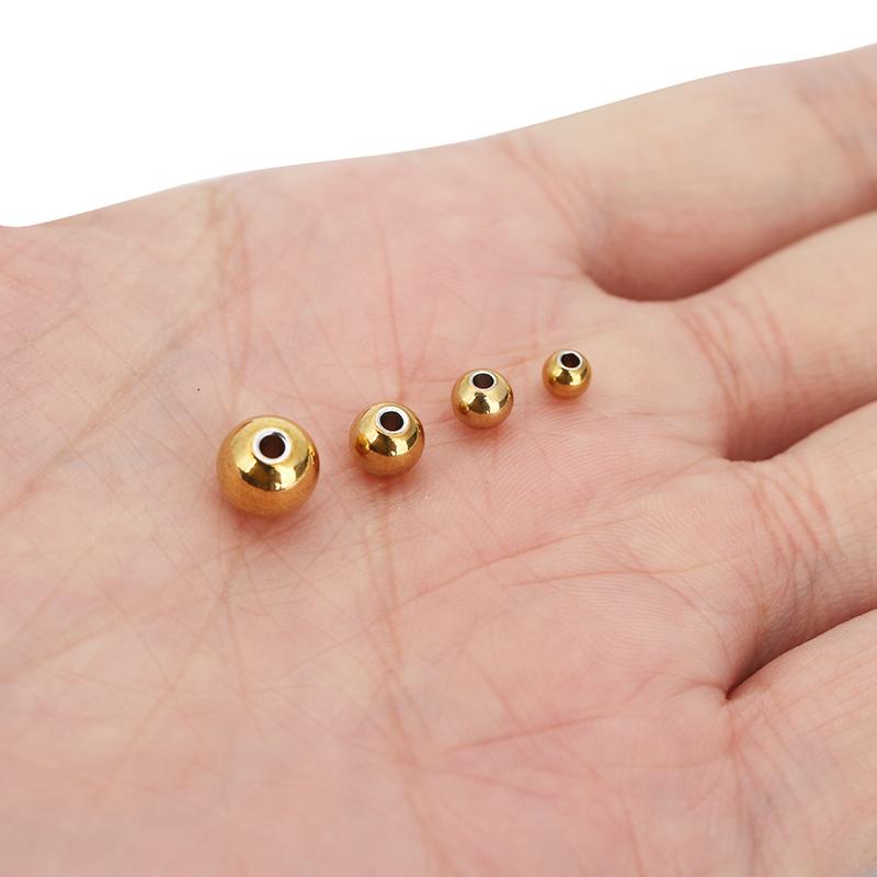 30/50pcs 4 5 6 8 mm PVD Stainless Steel Spacer Beads Never Fade Round Necklace Beads For DIY Bracelet Findings Jewelry Making