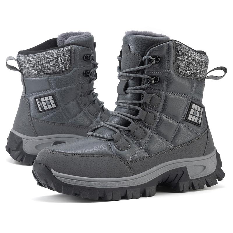 Women s Winter Lace Up Snow Boots Warm Fleece Lined Non-slip Waterproof Ankle Boots Men 46 серый