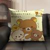 Cute Cartoon Anime R-Rilakkuma Cushion Cover Natural Linen Organic Fabric Double-Sided Printing Sofa Home Decor Gift Pillow Case