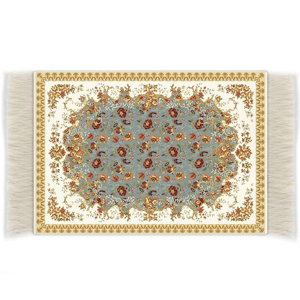 

1/12 Floral Pattern Cup Mat Multicolor Mini Floor Coverings Toy Miniature Weaving Rug 7