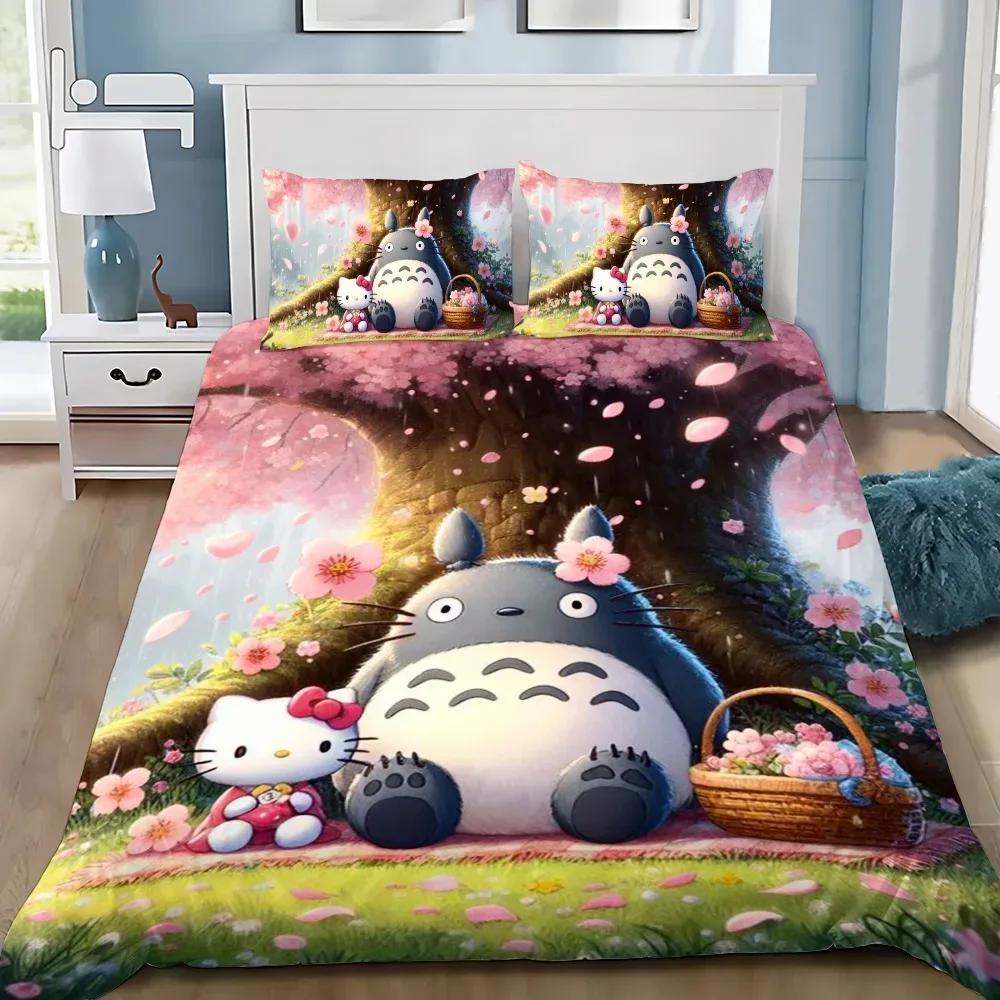 Anime Soft Duvet Cover Pilowcase Beding Set T-TotoroS Kawai Adult People Boy Girl Bedrom Decoration Children Single Double Large Sized Dimensions