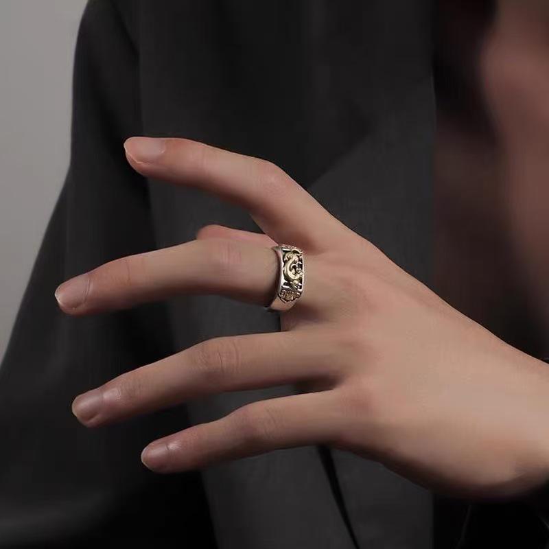 Retro Pixiu 999 Sterling Silver Open Ring: Stylish Wealth & Luck Charm for Men and Women