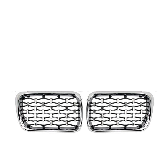 

Silver Diamonds Style Upper Racing Grilles For for BMW E36 3 Series 1996-1999 Diamond Kidney Grill Replacement Front Bumper Diamond-Silver
