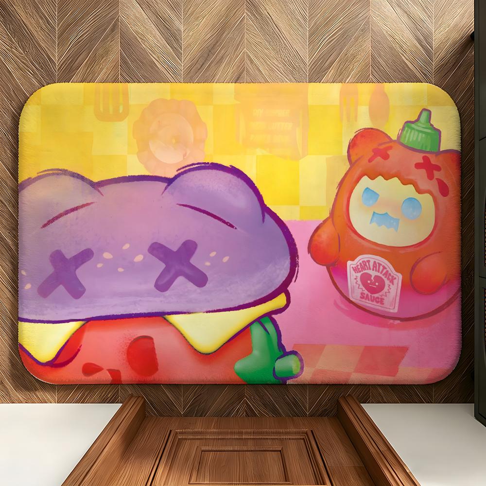 Character B-Boo B-Bear Floor Mat Soft Flannel Floor Mat Suitable for Entryways, Living Rooms, Bedrooms, and Bathrooms