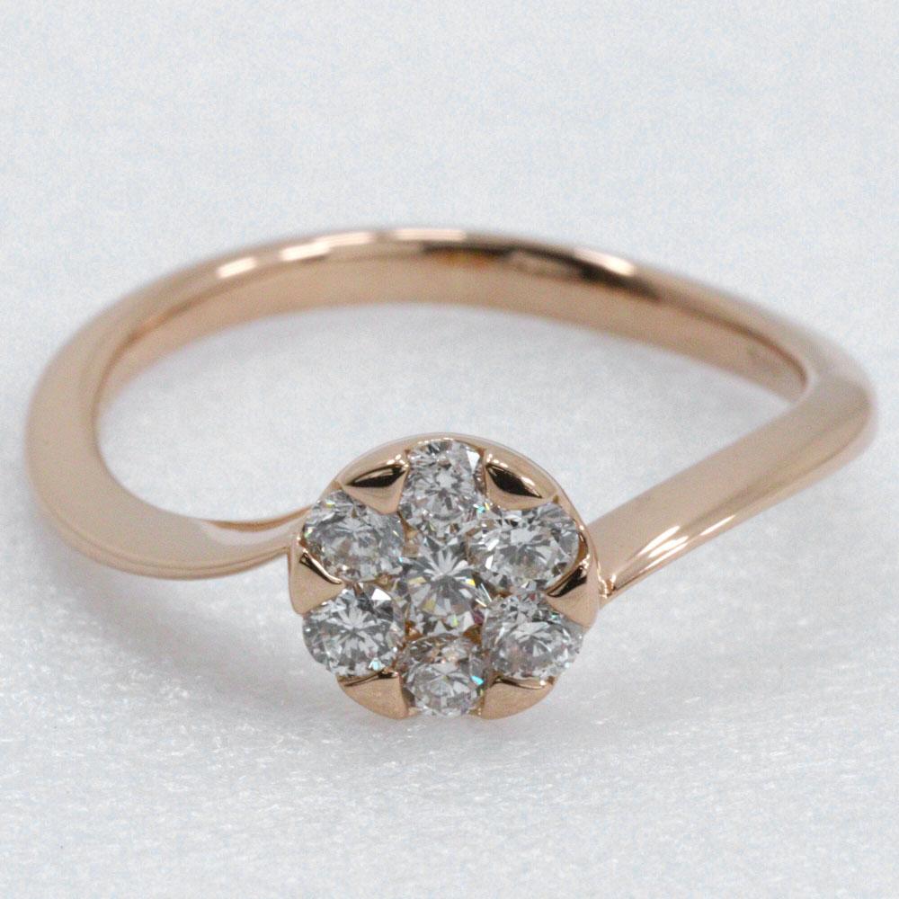 7P diamond Ring K18 Pink Gold/diamond #4.9(US Size) 2.1g Women Used