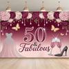 2D Feminine Backdrop for Women's 50th Birthday, Glam & Festive Celebrations